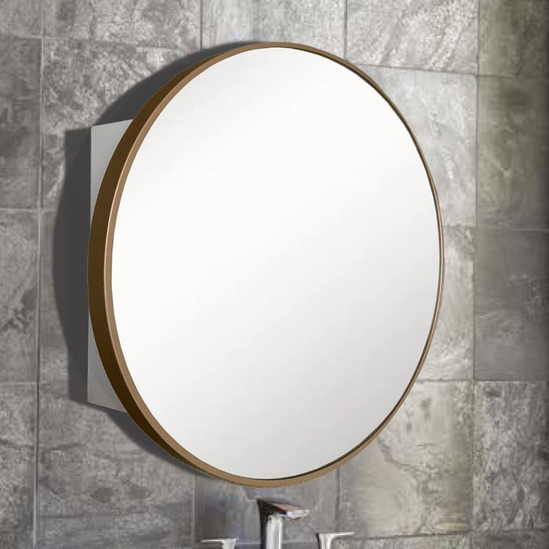 Bellaterra Home 8820-MC-GD 26" storage cabinet, Gold, installed in a bathroom