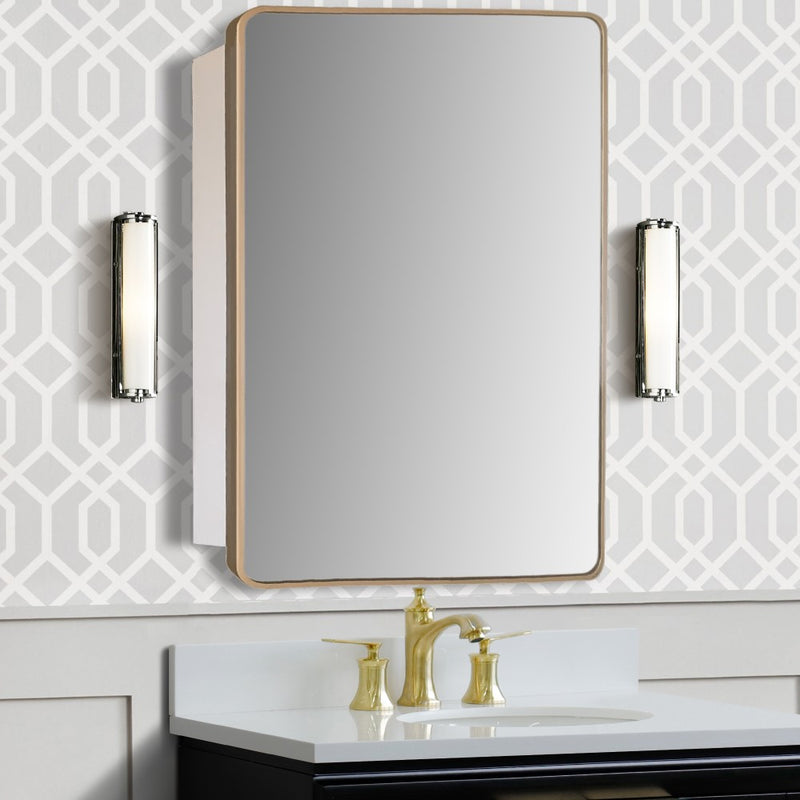 Bellaterra Home 8821-MC-GD 17.7" storage cabinet, Gold, installed in a bathroom