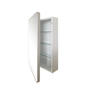 Bellaterra Home 8821-MC-SL 17.7" storage cabinet, Silver, angled view with doors open showing the shelf