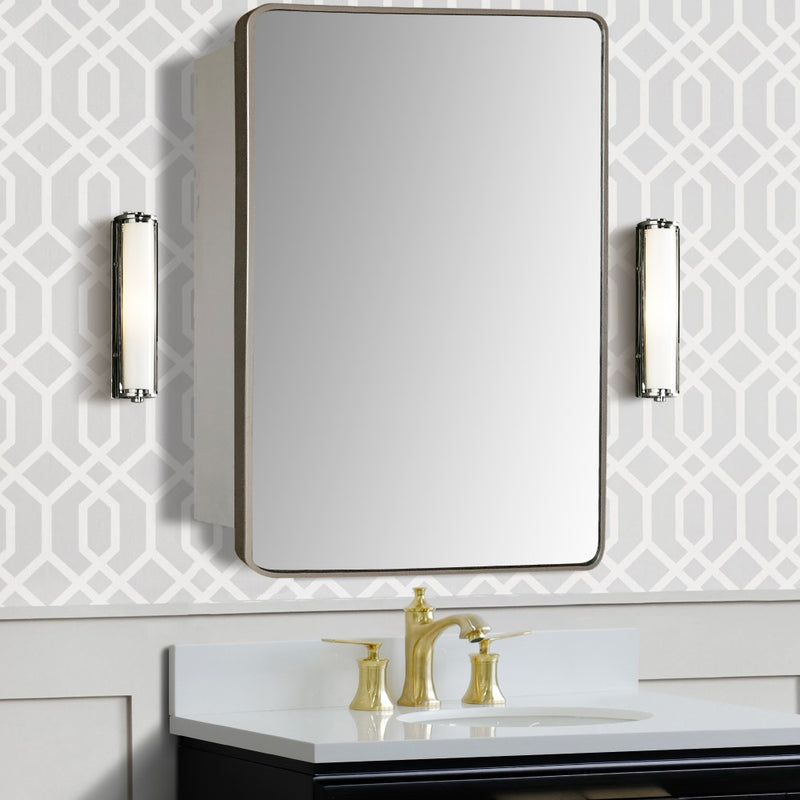 Bellaterra Home 8821-MC-SL 17.7" storage cabinet, Silver, installed in a bathroom