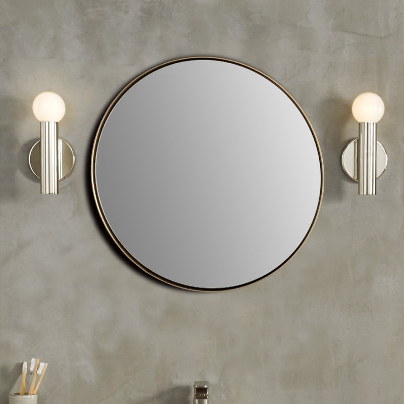 Bellaterra Home 8831-24GD 23.5" round mirror, Gold, installed in a bathroom