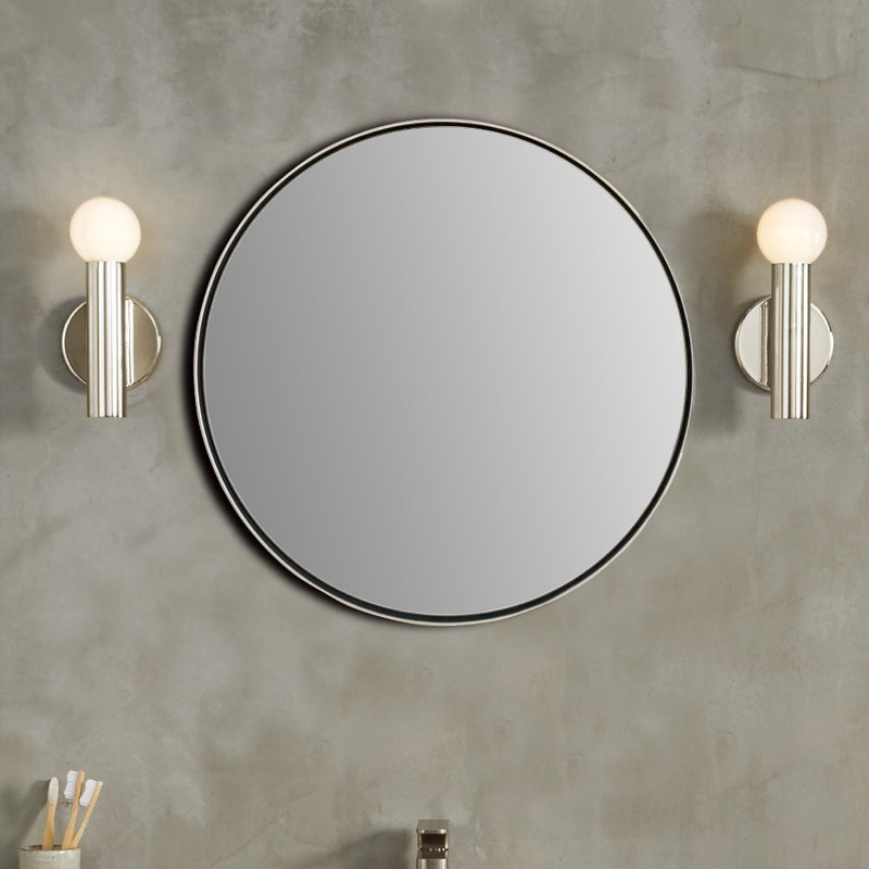 Bellaterra Home 8831-24SL 23.5" round mirror, Silver, installed in a bathroom