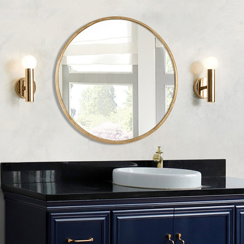 Bellaterra Home 8831-30GD 29" round mirror, Gold, installed in a bathroom