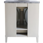Bellaterra Home 9009-30-LG-BG 30" vanity, Light Gray, Black Galaxy granite top, open back view