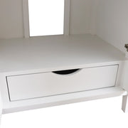 Bellaterra Home 9009-30-WH-BG 30" vanity, White, Black Galaxy granite top, angled view with the drawer open