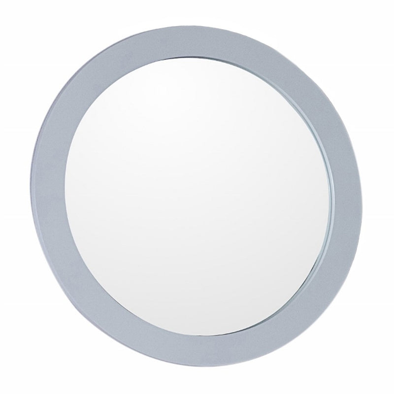 Bellaterra Home 9900-M-WH 22" round mirror, White, front view on a white background