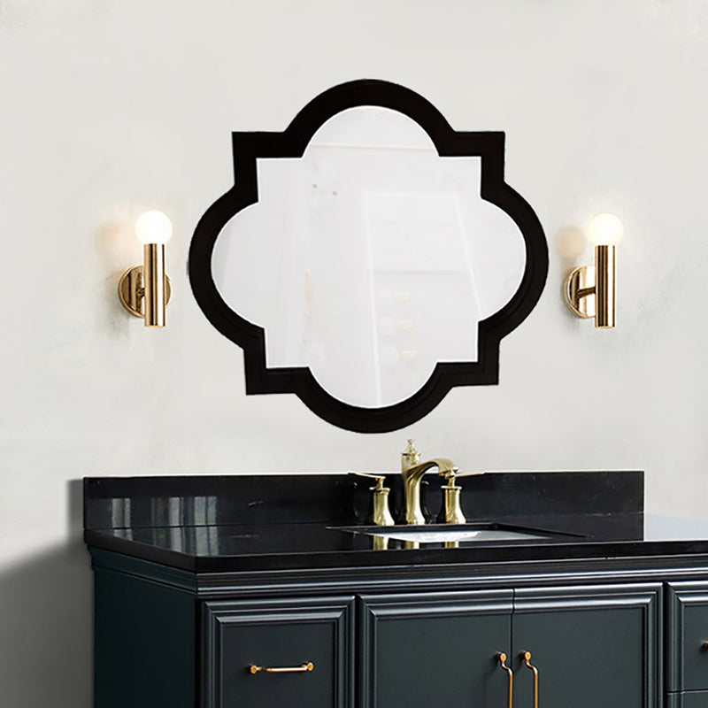 Bellaterra Home 9906-M-B Accent 23" quatrefoil mirror, Black, installed in a bathroom