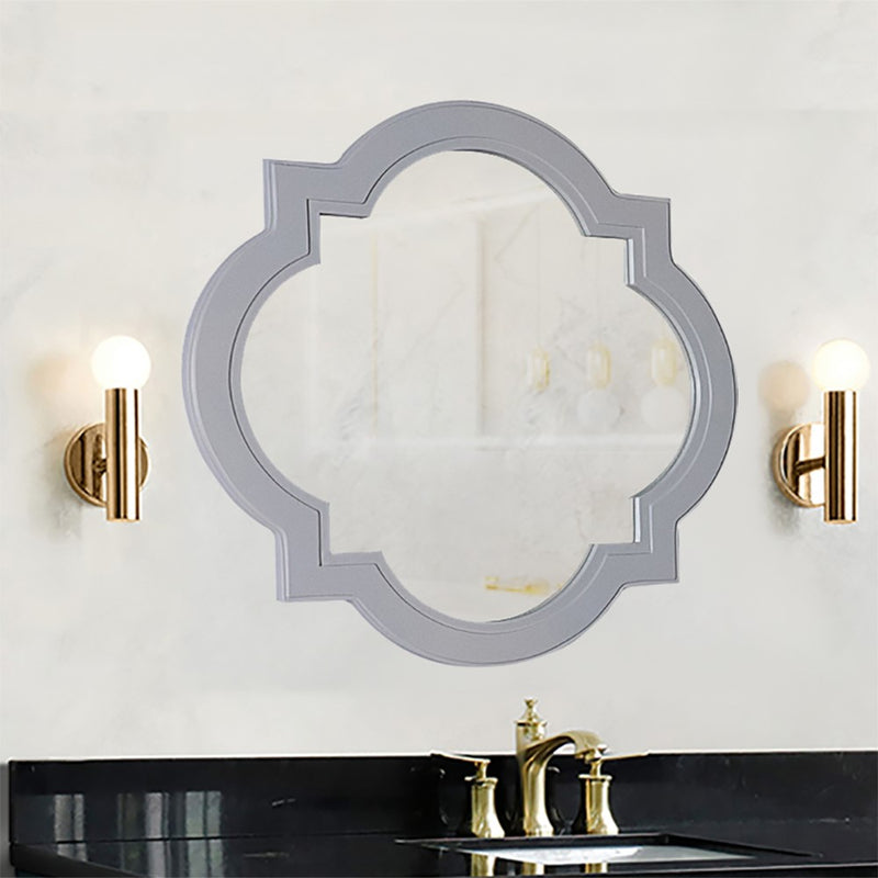 Bellaterra Home 9906-M-LG Accent 23" quatrefoil mirror, Gray, installed in a bathroom