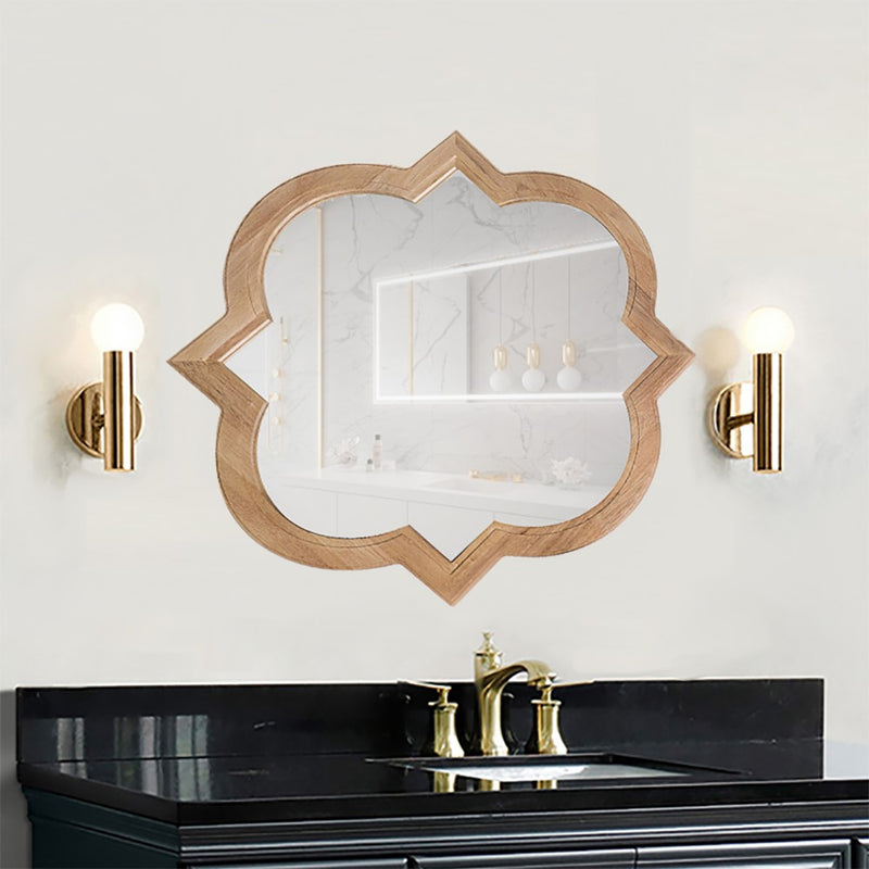 Bellaterra Home 9906-M-NL Accent 23" quatrefoil mirror, Natural, installed in a bathroom