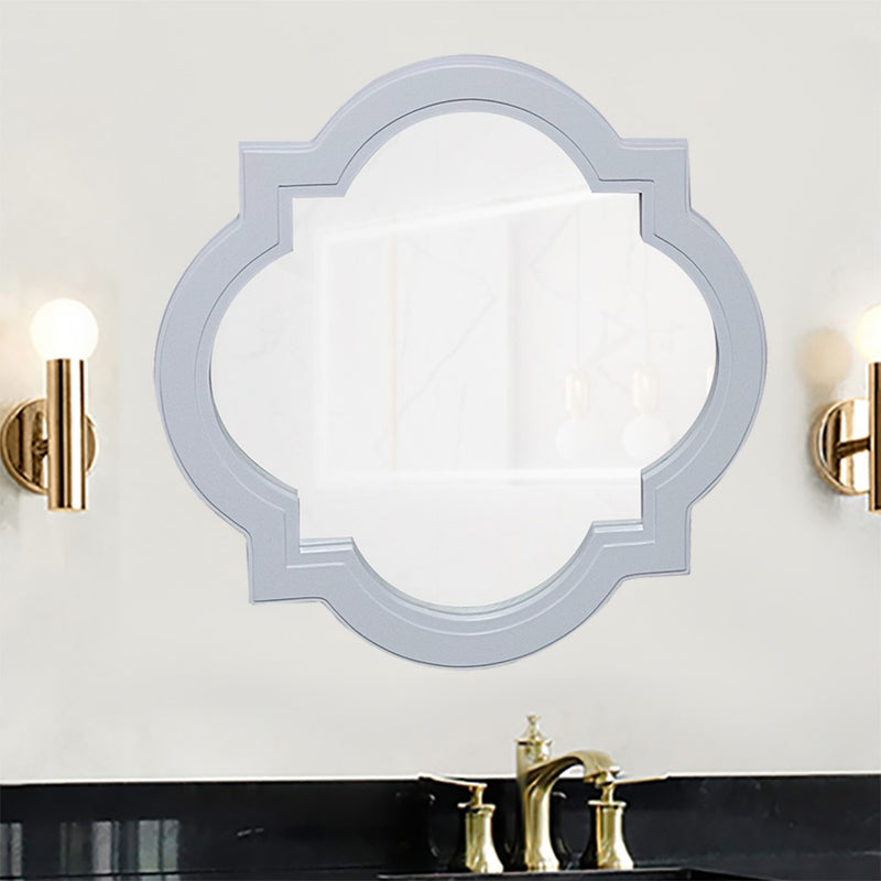Bellaterra Home 9906-M-WH Accent 23" quatrefoil mirror, White, installed in a bathroom