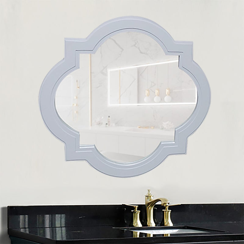 Bellaterra Home 9907-M-WH 32" quatrefoil mirror, White, installed in a bathroom