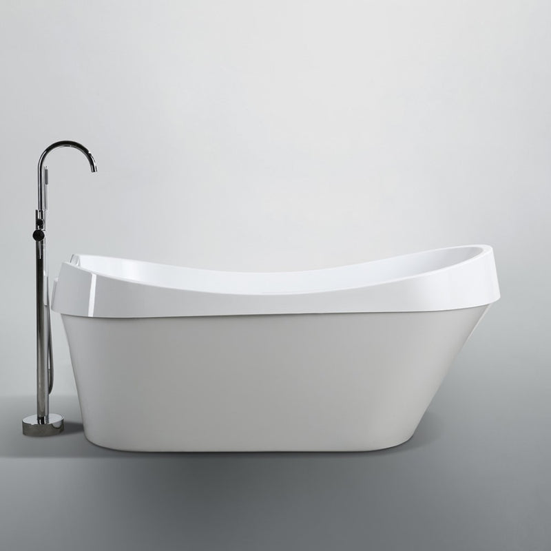 Bellaterra Home BA6801 Barletta 69" freestanding tub, white high gloss, side view studio