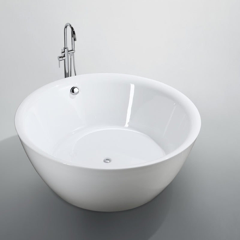 Bellaterra Home BA6832 Pescara 59" freestanding tub, white high gloss, angled view on a white background