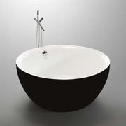 Bellaterra Home BA6832BLK Parma 59" freestanding tub, black/white high gloss, angled view on a white background
