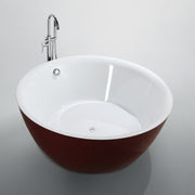 Bellaterra Home BA6832RD Prato 59" freestanding tub, red/white high gloss, angled view on a white background