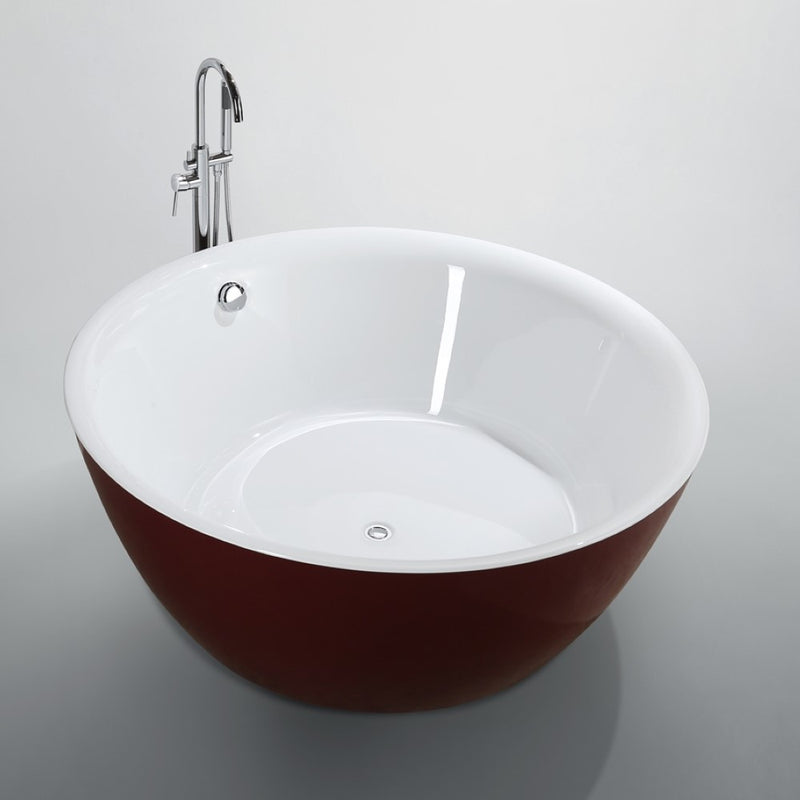 Bellaterra Home BA6832RD Prato 59" freestanding tub, red/white high gloss, angled view on a white background