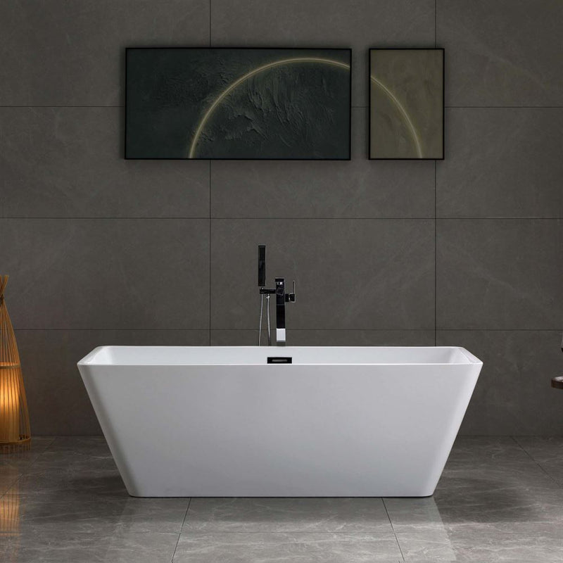 Bellaterra Home BA6867 Rieti 67" freestanding tub, white high gloss, installed in a bathroom