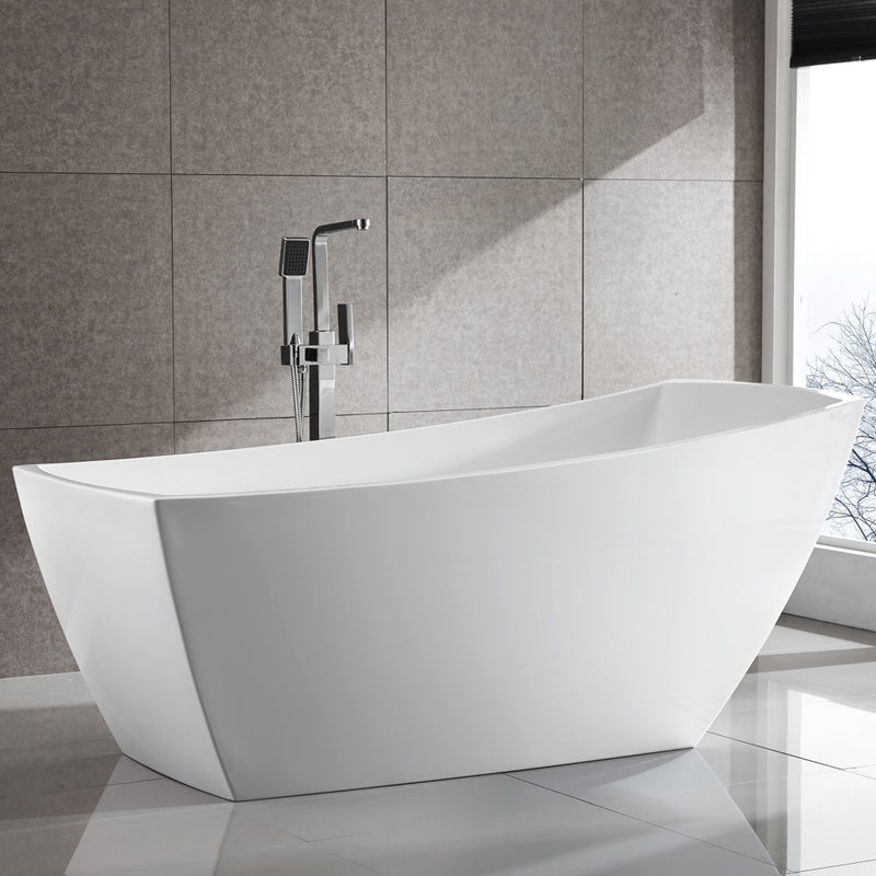 Bellaterra Home BA7525 Albi 67" freestanding tub, white high gloss, installed in a bathroom