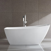 Bellaterra Home BA7525 Albi 67" freestanding tub, white high gloss, installed in a bathroom, shot 2, shot 3, shot 4