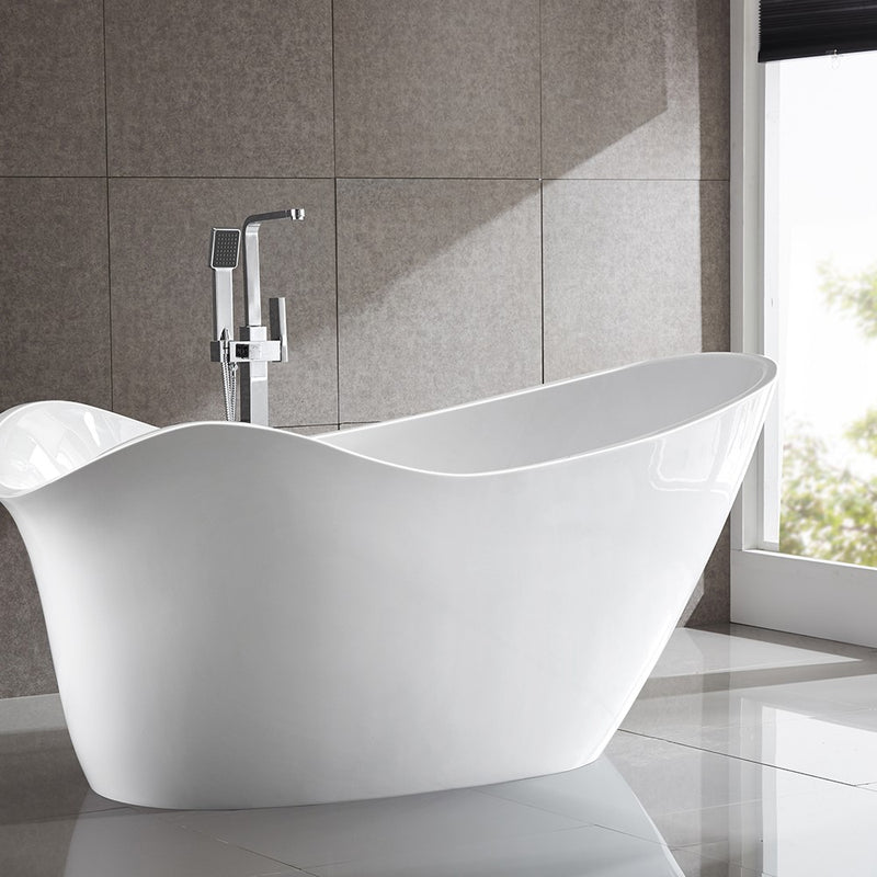 Bellaterra Home BA7527 Colmar 69" freestanding tub, white high gloss, installed in a bathroom