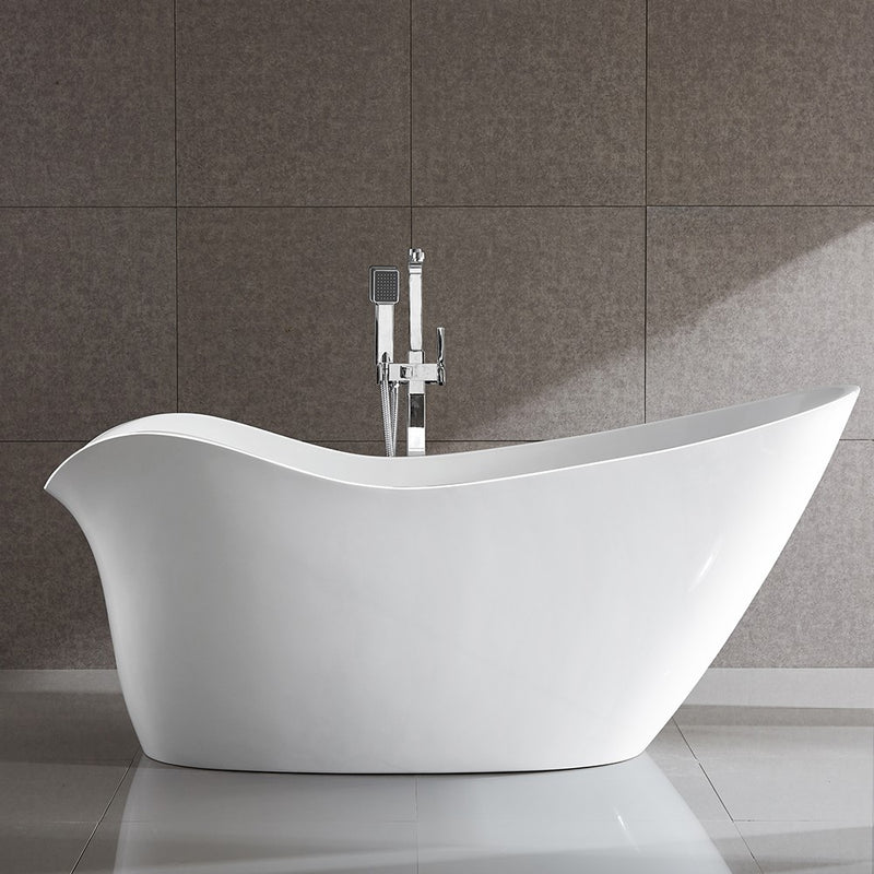 Bellaterra Home BA7527 Colmar 69" freestanding tub, white high gloss, installed in a bathroom, shot 2