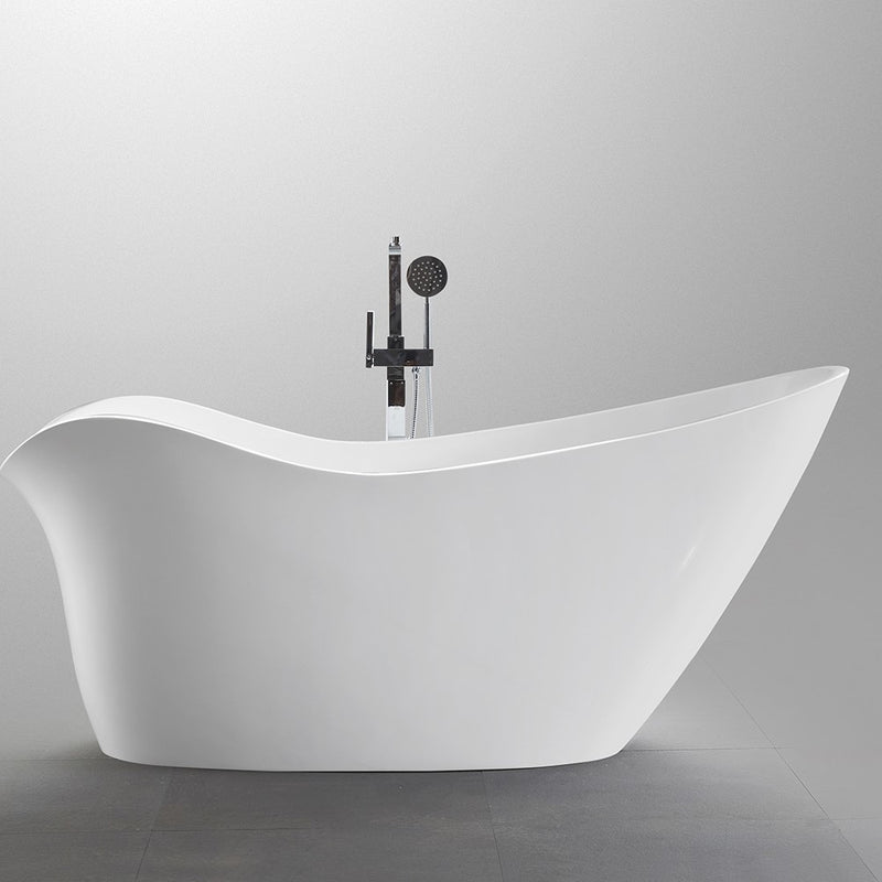 Bellaterra Home BA7527 Colmar 69" freestanding tub, white high gloss, side view studio