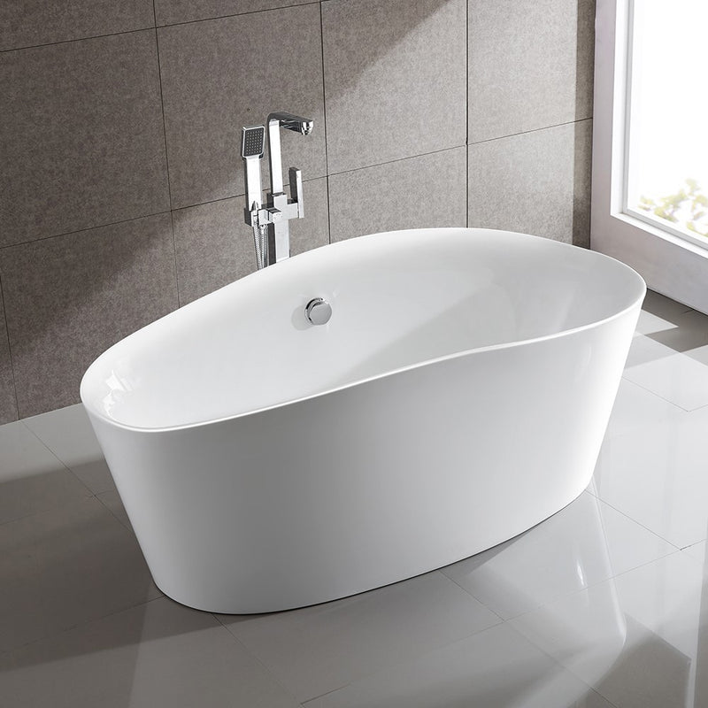 Bellaterra Home BA7528 Grasse 67" freestanding tub, white high gloss, installed in a bathroom