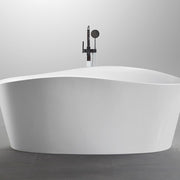 Bellaterra Home BA7528 Grasse 67" freestanding tub, white high gloss, side view studio