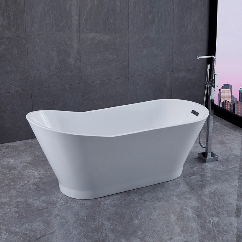Bellaterra Home BA7529 Melun 67" freestanding tub, white high gloss, installed in a bathroom