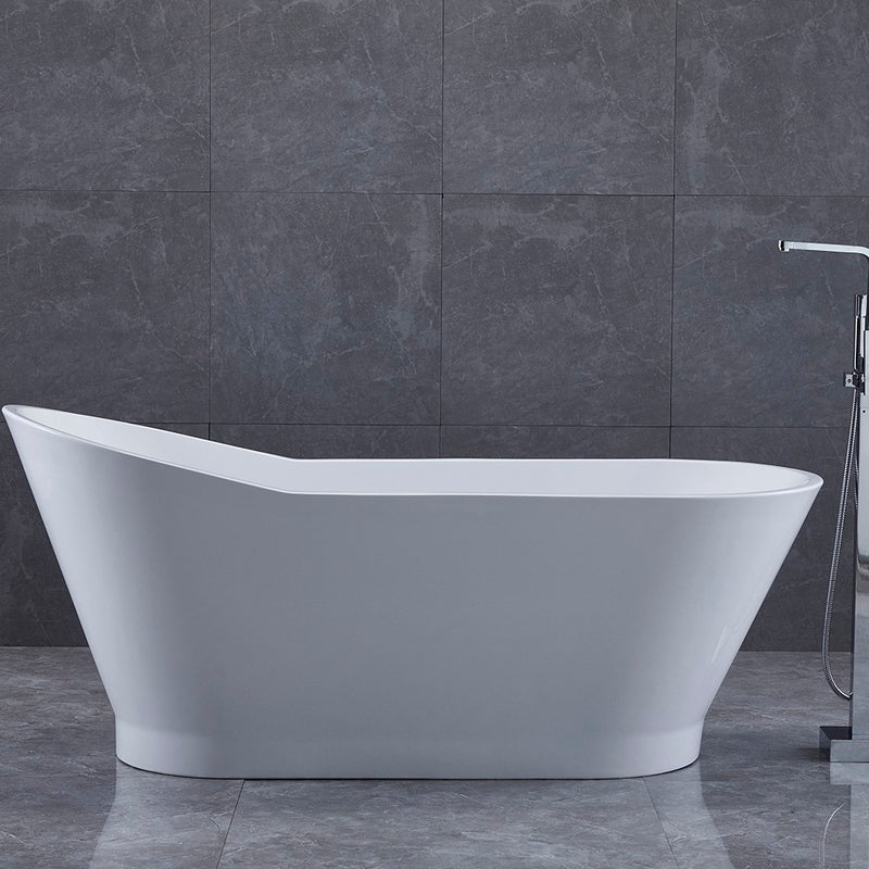 Bellaterra Home BA7529 Melun 67" freestanding tub, white high gloss, installed in a bathroom, shot 2