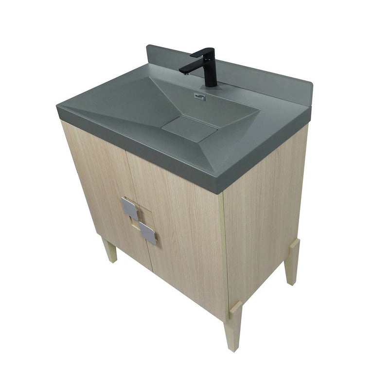 Bellaterra Home BACKSPLASH-GC-GY-31 31.5" composite granite backsplash, matching vanity top angle