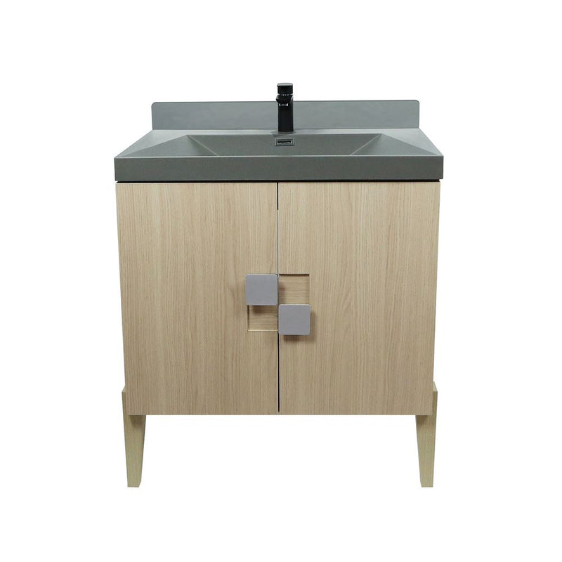 Bellaterra Home BACKSPLASH-GC-GY-31 31.5" composite granite backsplash, shown on matching vanity top