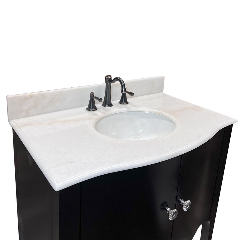 Bellaterra Home BACKSPLASH-WHQX-36R 36" genuine stone backsplash, shown with matching vanity top