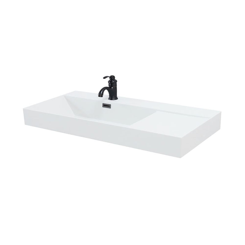 Bellaterra Home GC3918-SW-TOP 39" composite granite vanity top, front view on a white background