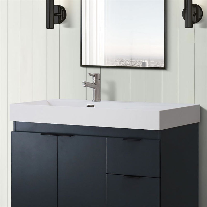 Bellaterra Home GC3918-SW-TOP 39" composite granite vanity top, installed in a bathroom