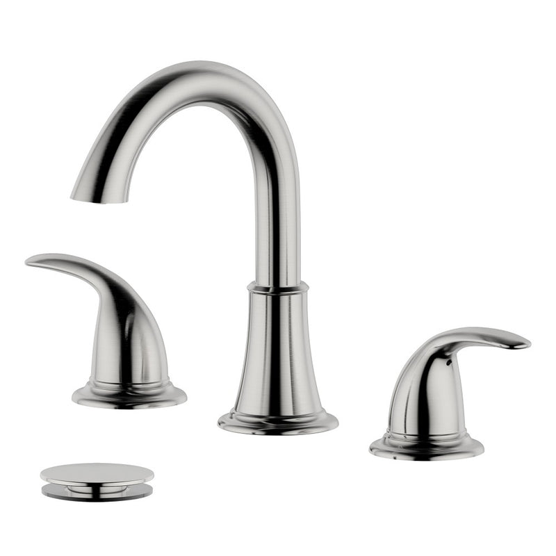 Bellaterra Home S8227-8-BN-W Karmel bathroom faucet, Brushed Nickel, front view on a white background
