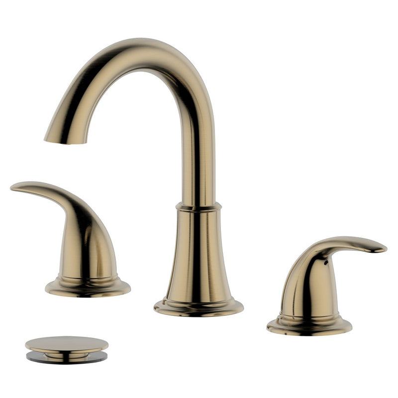 Bellaterra Home S8227-8-GD-W Karmel bathroom faucet, Gold, front view on a white background