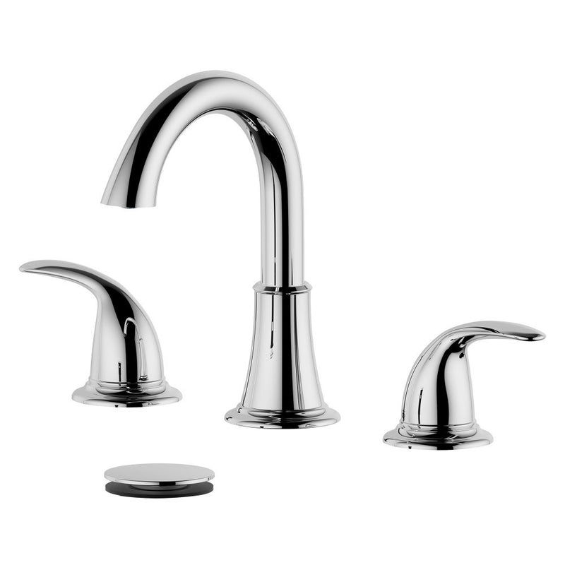 Bellaterra Home S8227-8-PC-W Karmel bathroom faucet, Polished Chrome, front view on a white background