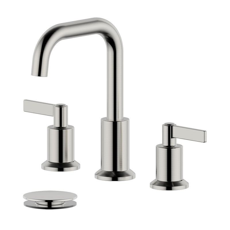 Bellaterra Home S8288-8-BN-W Kadoma bathroom faucet, Brushed Nickel, front view on a white background