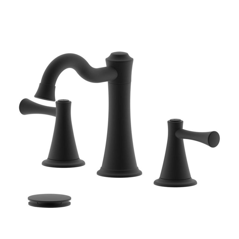 Bellaterra Home S8518-8-MB-W Konya bathroom faucet, Matte Black, front view on a white background