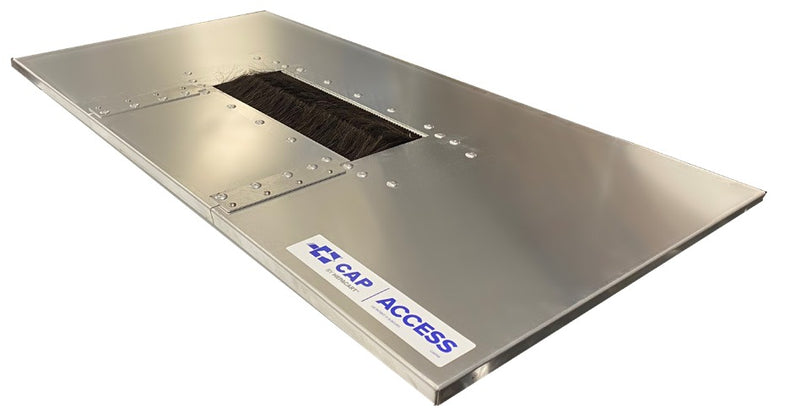CAP Access 2' x 4' ceiling panel with hinged brush opening and CAP ACCESS label