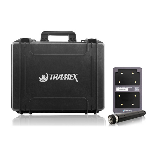 Tramex Concrete Determinator Kit - CDK A detailed image of the Tramex Concrete Determinator Kit, showcasing the device designed for measuring moisture in concrete. The kit includes the main unit and a small assortment of tools, all displayed against a neutral background.