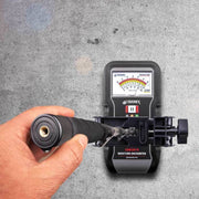 Tramex Flooring Inspector Kit - FIK A portable moisture meter with an extension handle, designed for inspecting flooring materials, featuring a digital display and a rugged design.