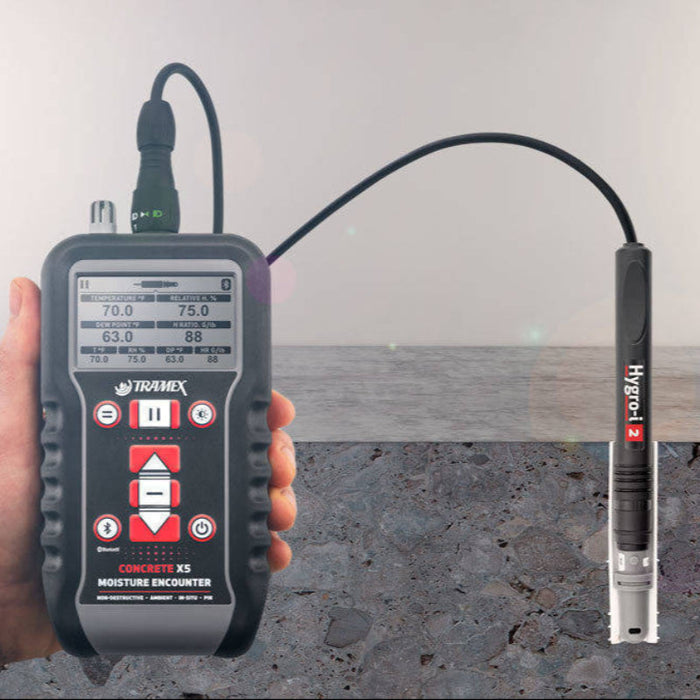 Tramex Hygro-i2 Hole Liners 3/4" (19mm) - ASTM F2170 - RHHL: Image showing a cut-away sleeve for the Tramex Hygro-i2 probe designed for in-situ moisture testing in concrete, featuring a detailed view of the probe and its surrounding materials.