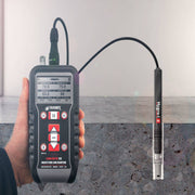 Tramex Hygro-i2 RH Probes - HIPP Detailed view of the Tramex Hygro-i2 RH probe with an in-situ cut away sleeve for measuring relative humidity in concrete floors, showcasing its design and functionality.