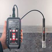 Tramex Electronic Interface Cable - RHIE2B Image showing the Tramex RHIE2B electronic interface cable with in-situ cut-away sleeve for measuring relative humidity in concrete. The image highlights the cable's design and features.