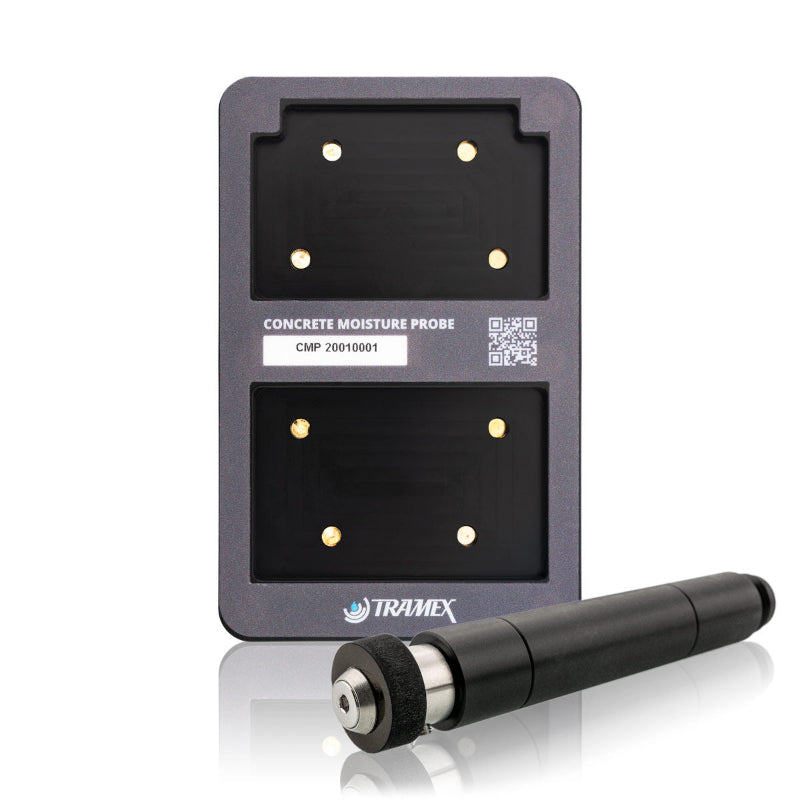 Tramex CMP - Concrete Moisture Probe, an angled concrete moisture probe with a front plate designed for measuring moisture levels in concrete surfaces.