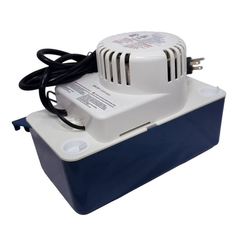 High Profile condensate pump from the right, showing the inlet openings on the tank lid