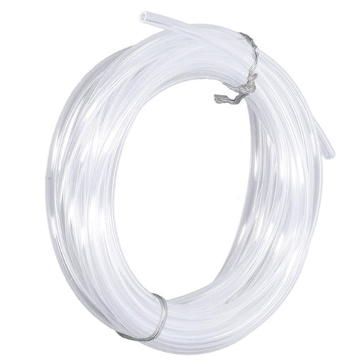 Coil of CoolGuard clear vinyl condensate drain line, tied with a twist tie