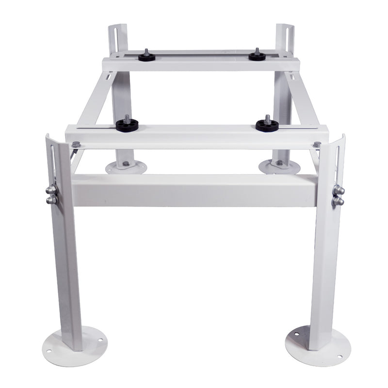 Weldbracket stand end view with leg braces and footplates